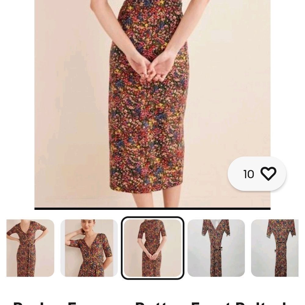 Boden Ecovero Floral V-Neck Buttondown Jersey Midi Dress Size 2 - Picture 4 of 4